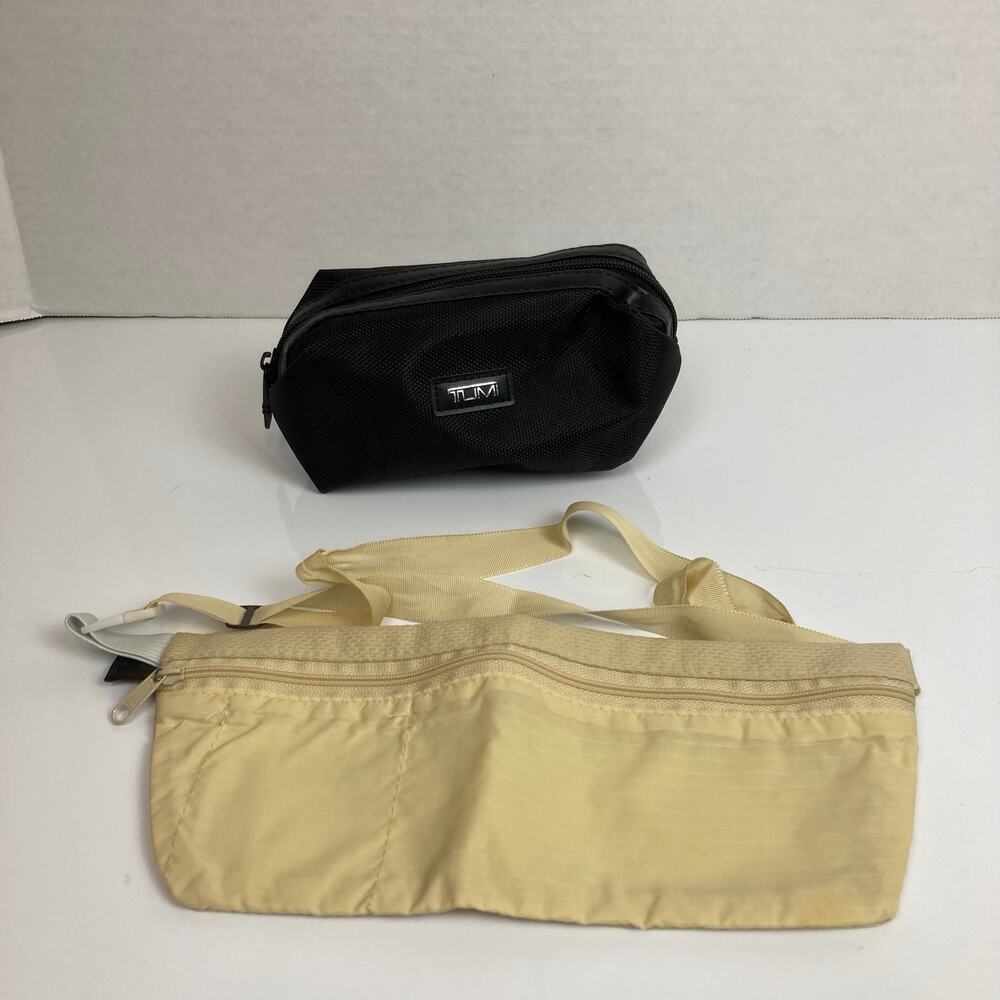Lot Tumi Delta Airlines Travel Pouch Bag Black Eyemask Socks + Sundog Money Belt